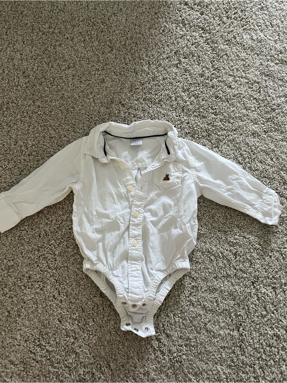 GAP White Long-Sleeve Baby Bodysuit with Embroidered Accent
